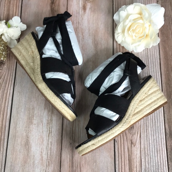 Patricia Nash Black Leather Wedge Sandals 6M - Picture 7 of 8